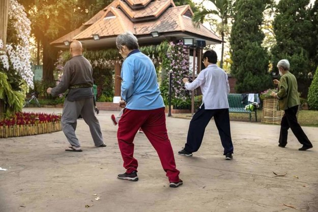 elderly people dancing in the public park elderly people dancing in the public park