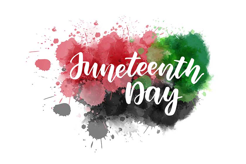 juneteenth lettering on watercolor splash