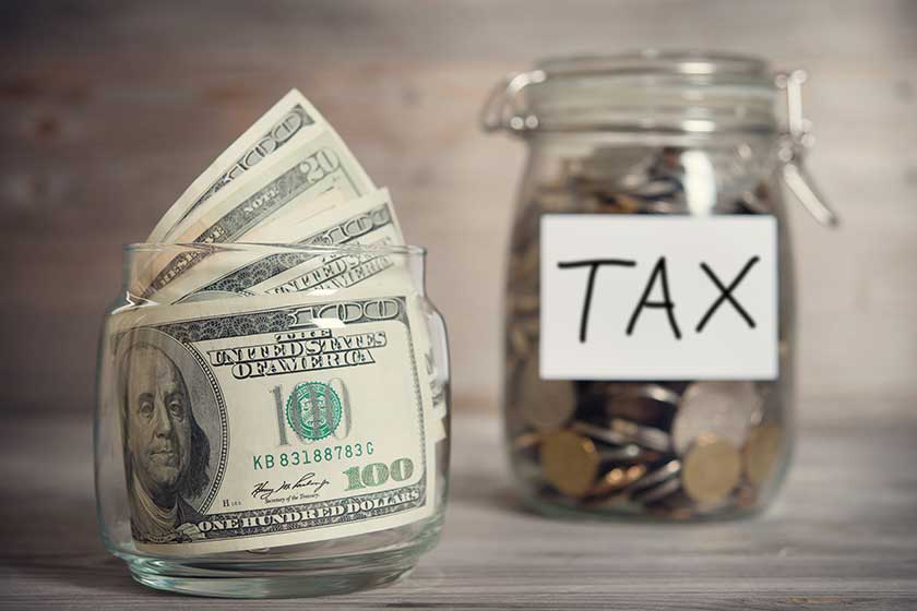 financial concept with tax label