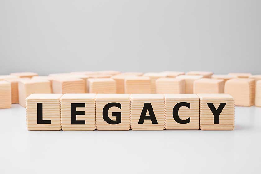 word legacy made with wood building blocks