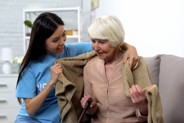 helping with the blanket