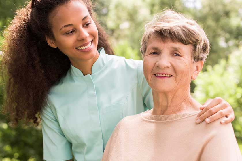 caring nurse and woman