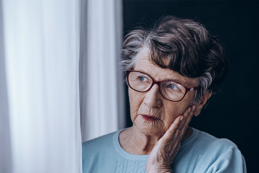 elderly woman s face with glasses