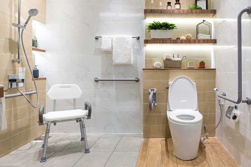interior of bathroom for the disabled or elderly people