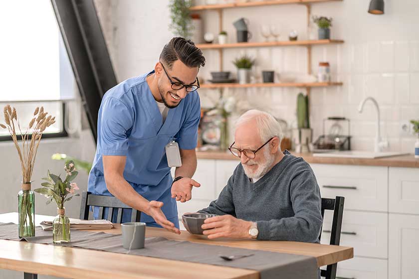 joyous amiable volunteer serving