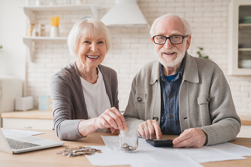 savings concept nest egg of old elderly senior couple