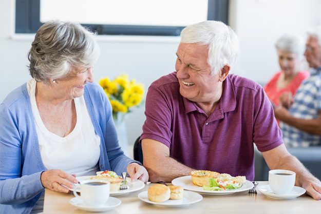senior couple having lunch together