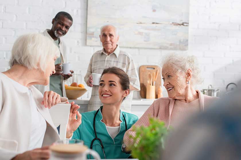 young nurse spending time smiling