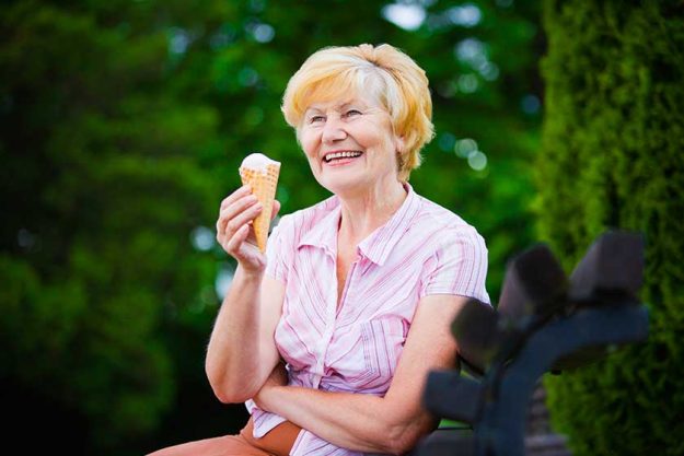 grey haired woman relaxing