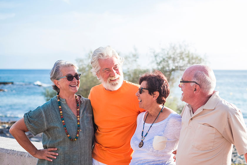 group of four senior and mature people