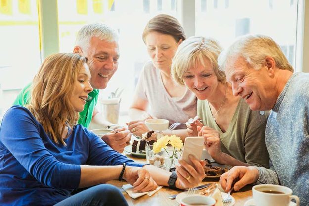 looking at friends phone