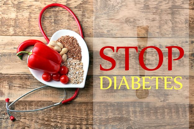 text stop diabetes and healthy food