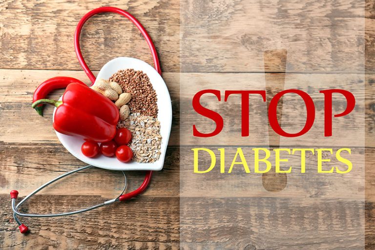 text stop diabetes and healthy food
