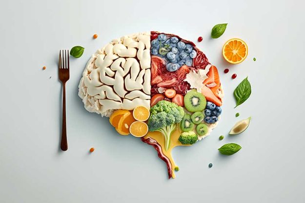 brain with fruits concept