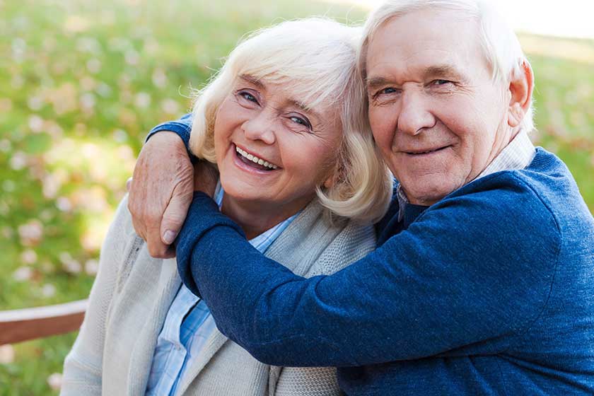 happy senior couple bonding