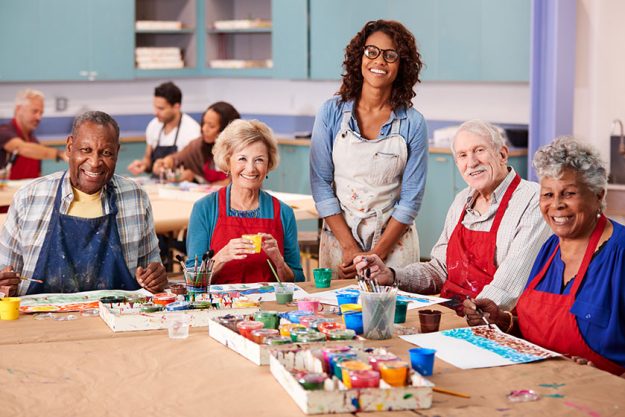 portrait retired seniors attending art