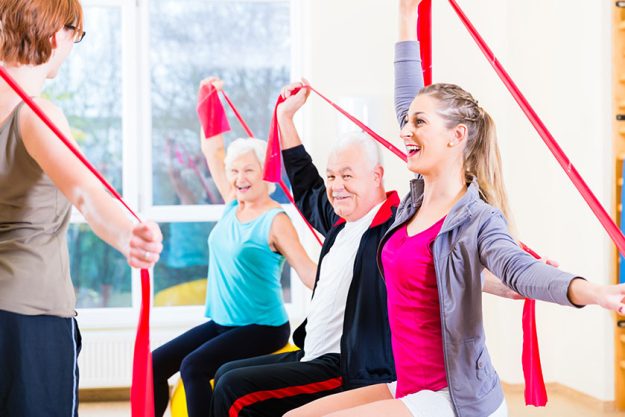 senior people at fitness course