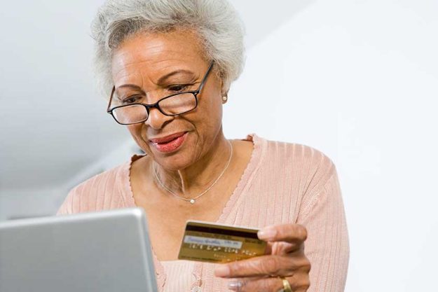 senior woman shopping online