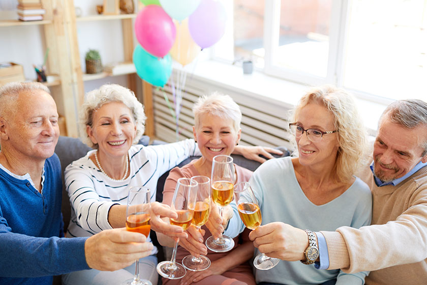 group cheerful mature friends excited group cheerful mature friends excited