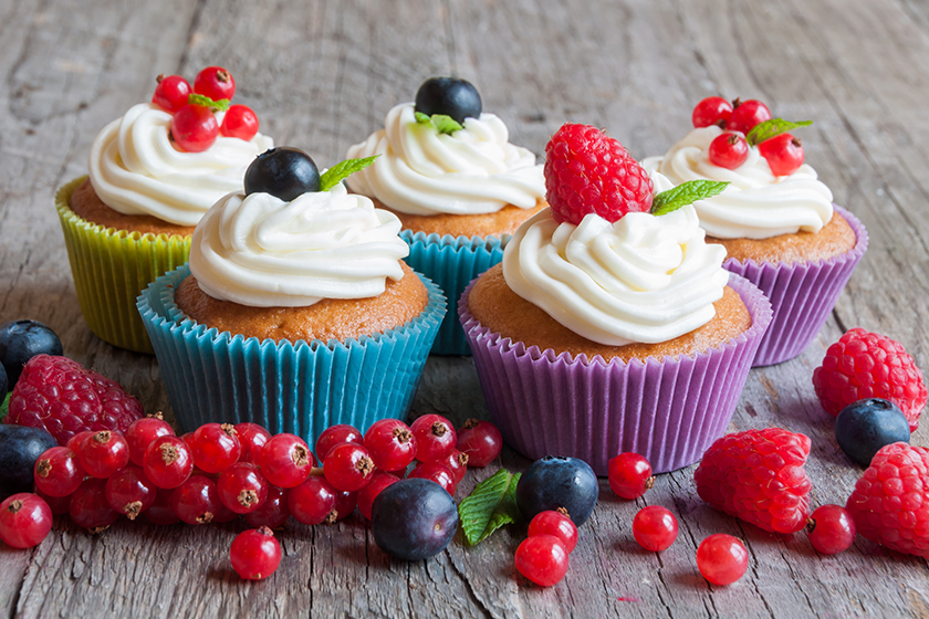 homemade cupcakes cream berries wooden homemade cupcakes cream berries wooden