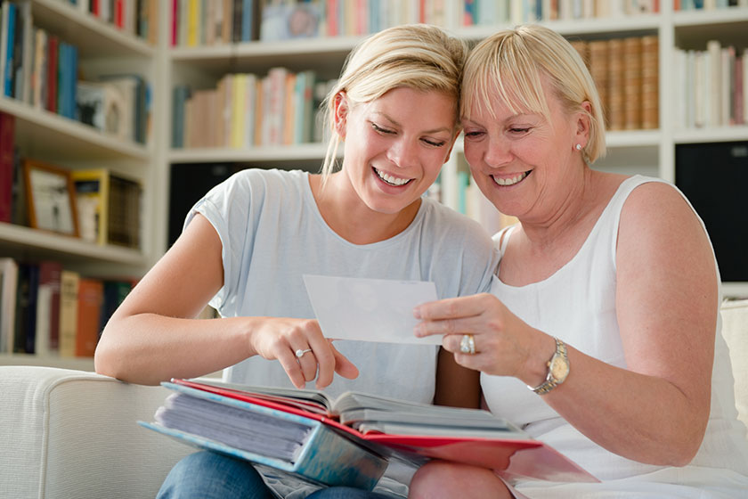 mother and daughter looking