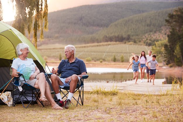 multi generation family camping trip