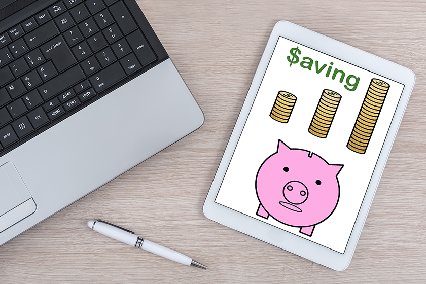 saving concept on a digital tablet saving concept on a digital tablet