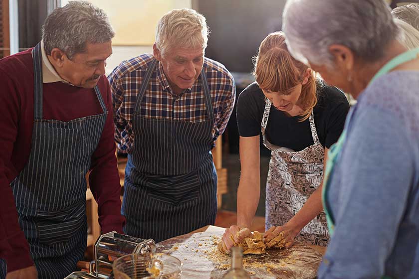 showing them how make meals