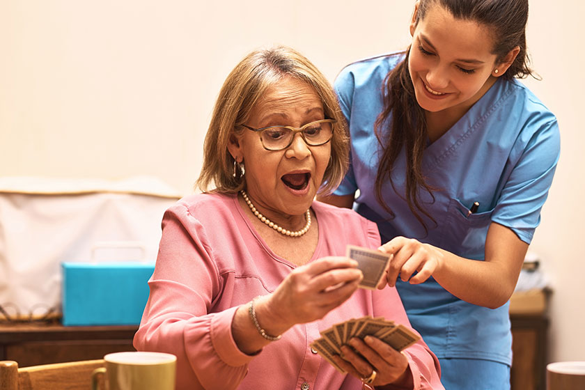 sure shes lucky charm female nurse teaching her patient how 