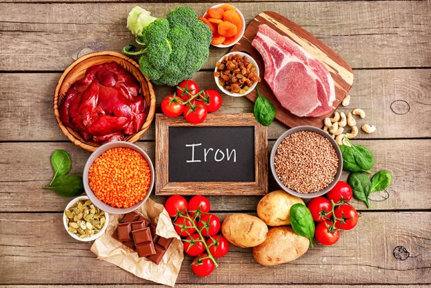assortment high iron sources wooden background liver beef raisins keshew assortment high iron sources wooden background liver beef raisins keshew