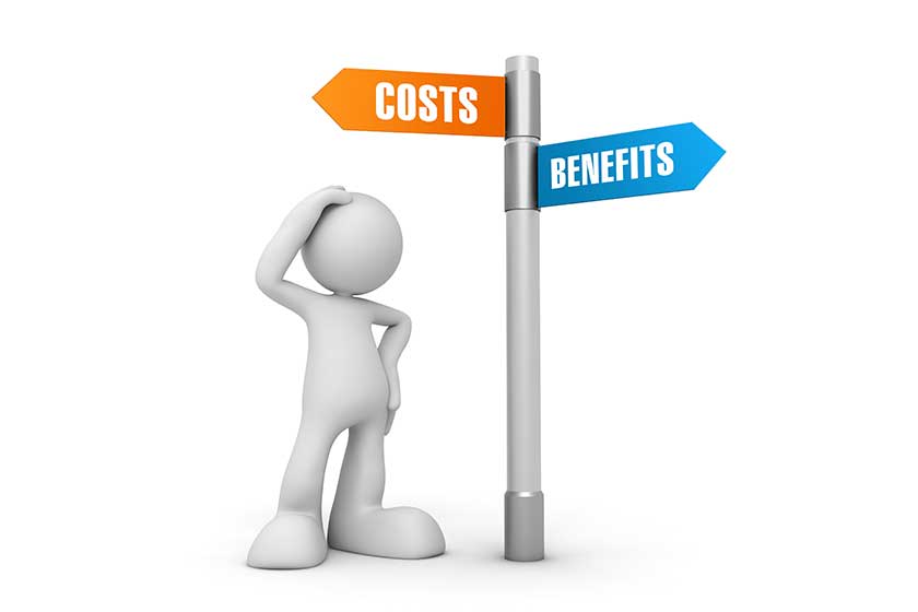 costs benefits concept illustration isolated white background