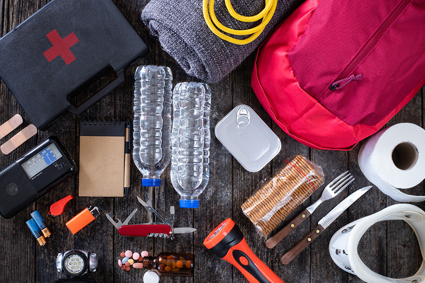 emergency bag earthquake preparation natural disasters concept