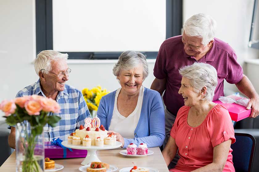 seniors celebrating a birthday
