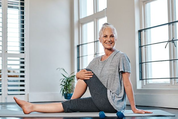 one should always stretch attempting yoga portrait cheerful mature woman