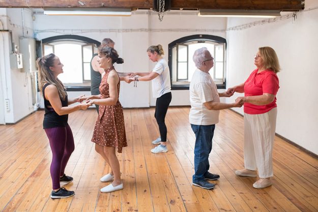 happy senior caucasian dance partners learning steps happy senior caucasian dance partners learning steps