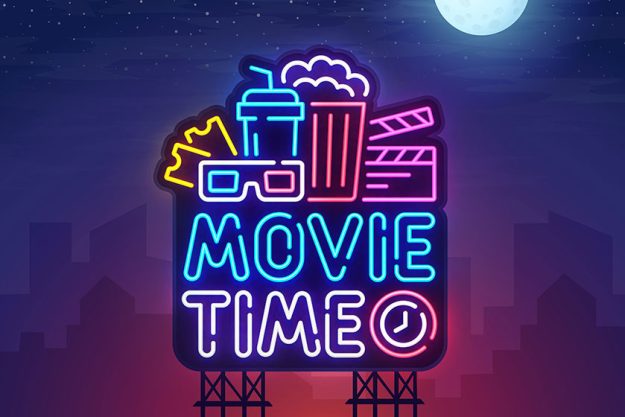 night city sign neon cinema billboard bright signboard light banner cinema logo vector illustration