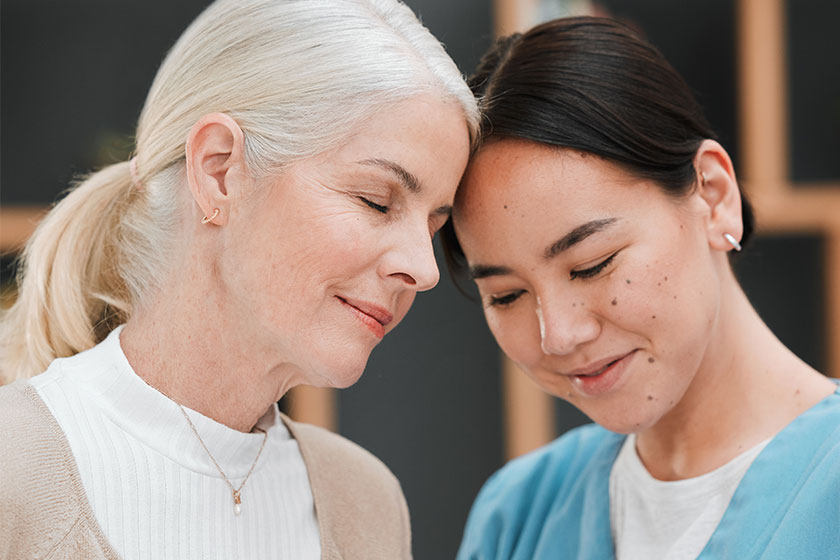 senior woman nurse smile retirement support bonding senior woman nurse smile retirement support bonding