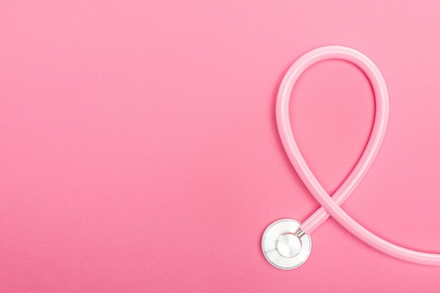 top view of pink stethoscope