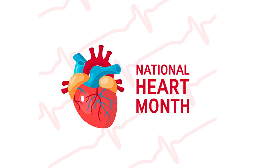 national heart month concept in flat style