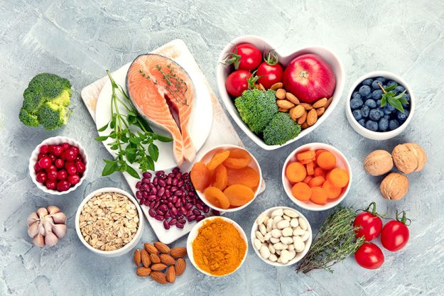 best products heart dark gray background clean eating concept top best products heart dark gray background clean eating concept top