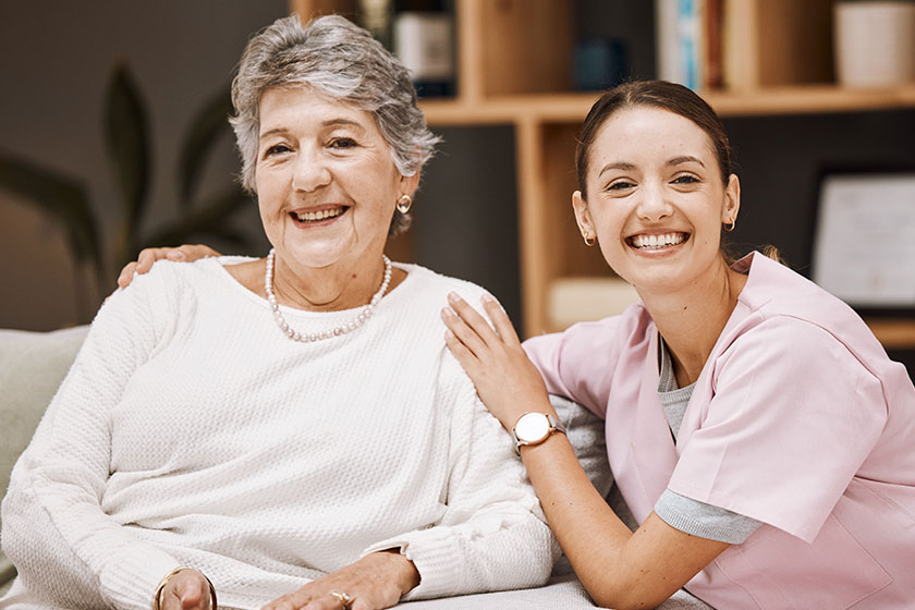 caregiver senior woman support portrait healthcare wellness medical professional patient