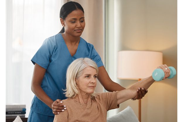 living a better life with each lift shot of a senior woman using dumbbells during living a better life with each lift shot of a senior woman using dumbbells during