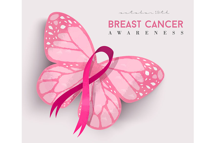 pink butterfly ribbon for breast cancer awareness