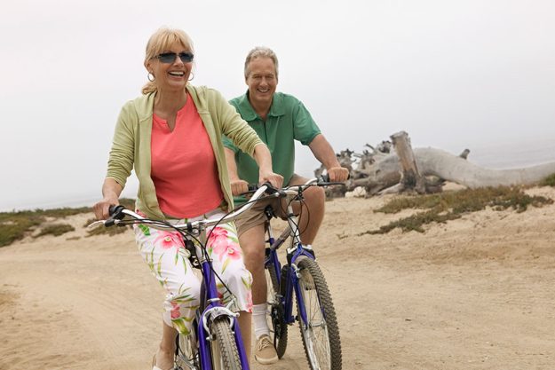 couple riding bicycles
