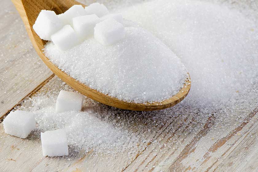 sugar on wooden table