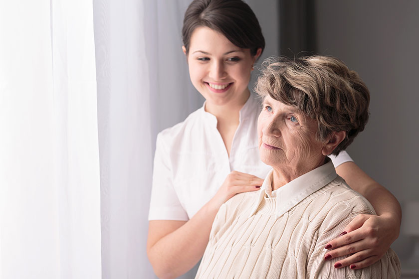 visiting older friend visiting older friend