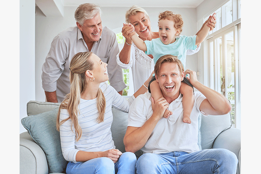 children family baby grandparents child his parents visit while sitting