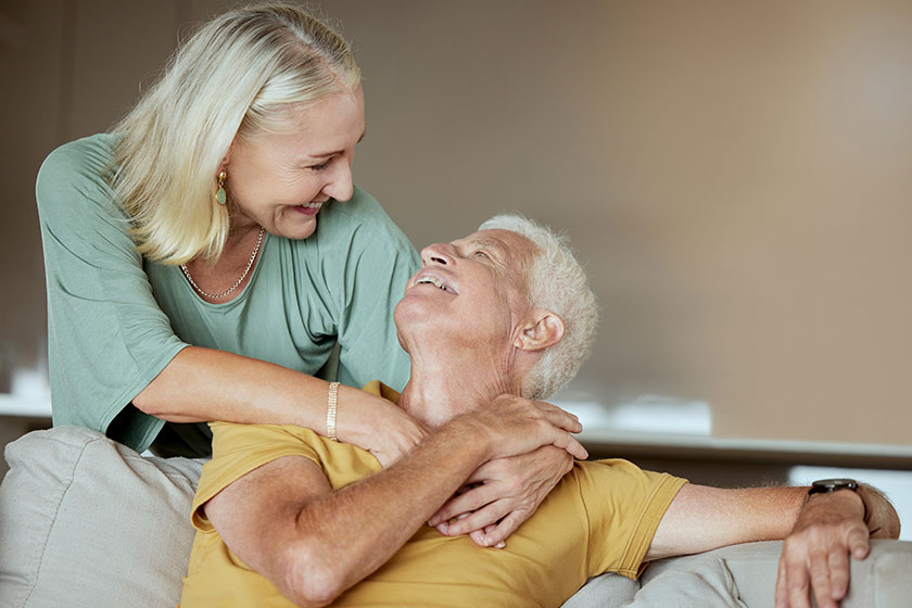 happy elderly couple bonding enjoying retirement together senior caucasian man