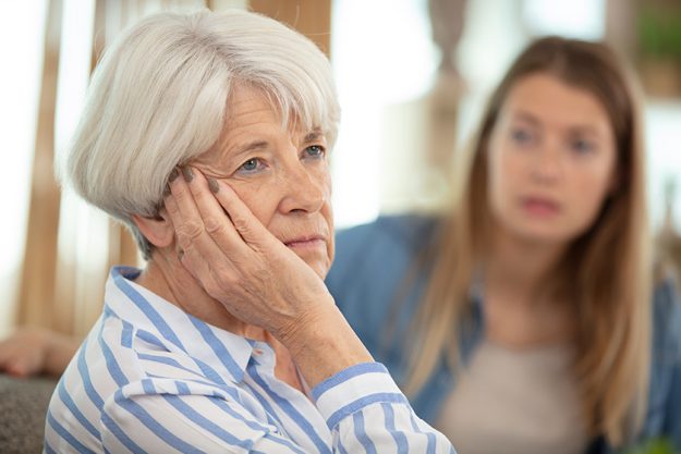 strong quarrel elderly mother her adult daughter strong quarrel elderly mother her adult daughter