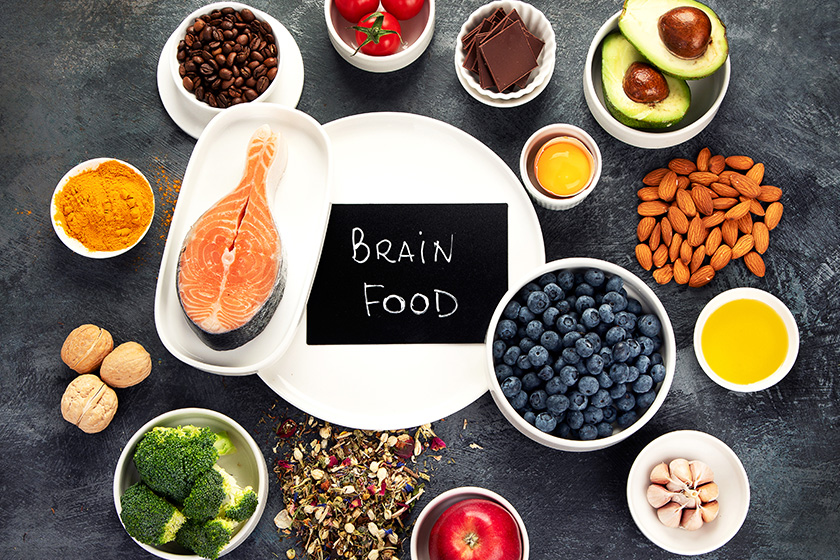 best products brains dark gray background clean eating concept top